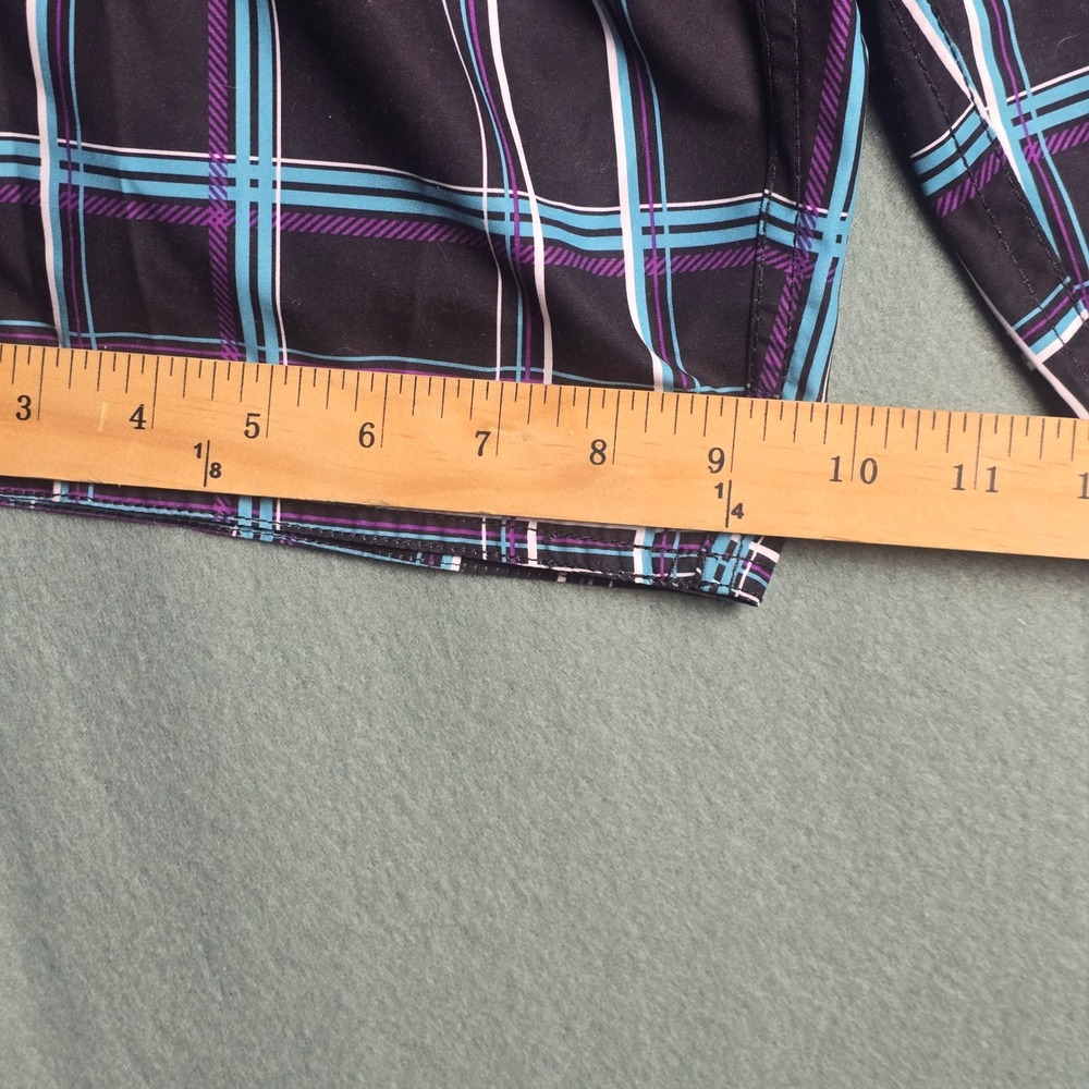 Quiksilver Boys Plaid Board Shorts Black Teal Purple Swim Trunks Size 10 NEW‎ - Picture 8 of 14